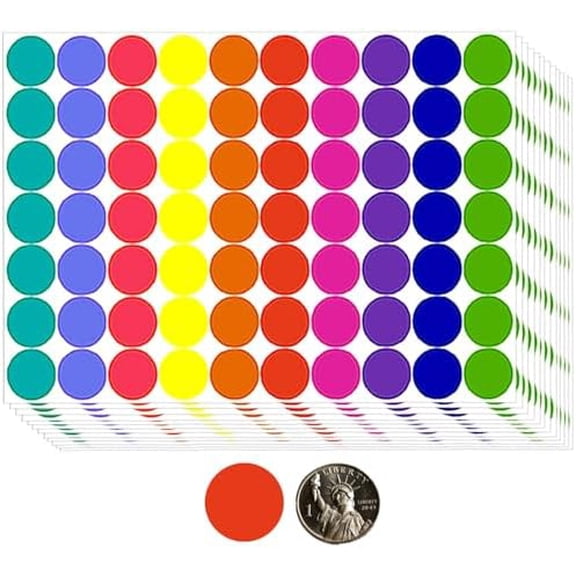 JARTC 1400 PCS 1" Colored Dot Stickers Round Color Coding Labels Circle Dots Labels Stickers Polka Circle Dot Stickers Label Sticker for Office, Classroom, Papers Etc