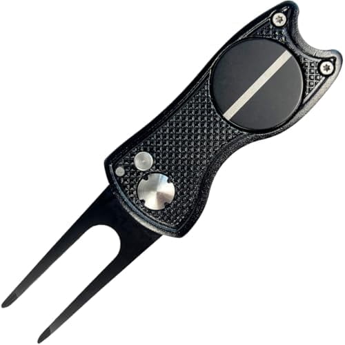 JARTC 5-in-1 Black Metal Golf Divot Tool with Magnetic Ball Marker, Includes Divot Repair Tool & Ball Marker