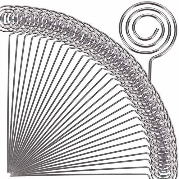 JARTC 50pcs 4.7''L Ring Loop Round Shape DIY Craft Wire Clip Table Card Holders Note Photo Picture Memo Holder Metal Clamp for Party Birthday Office DIY Cake Topper(WE5-D1)