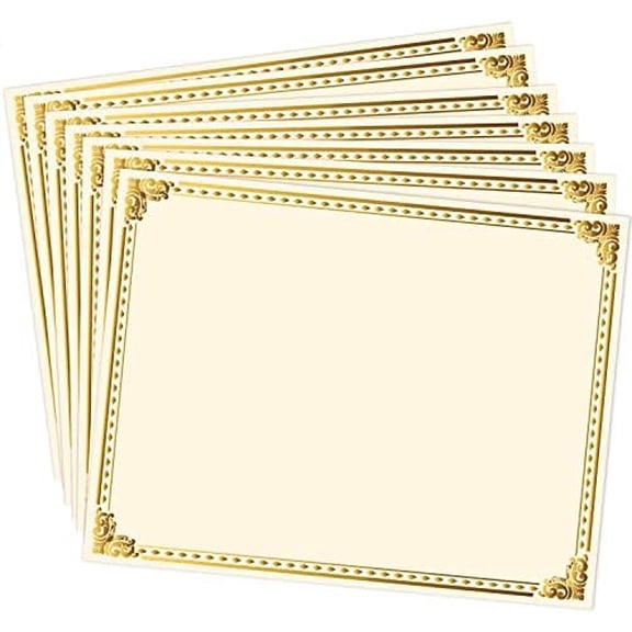 JARTC Certificate Paper Gold Foil Metallic Border Blank Award Certificate for Recognition Appreciation, Laser and Inkjet Printer Compatible, 11 x 8.5 Inches (120 Pieces)