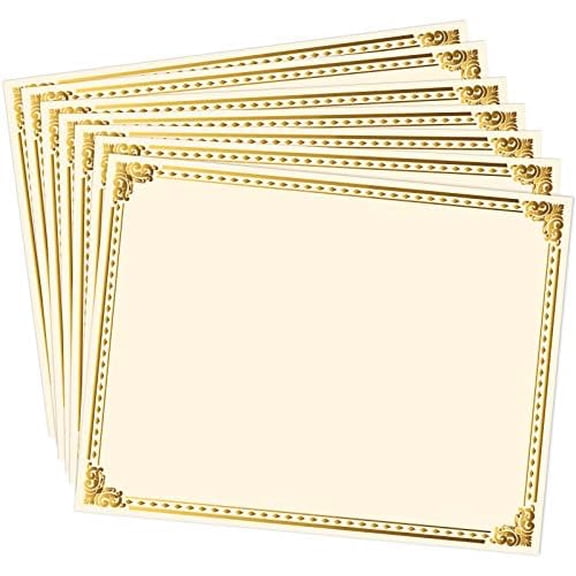 JARTC Certificate Paper Gold Foil Metallic Border Blank Award Certificate for Recognition Appreciation, Laser and Inkjet Printer Compatible, 11 x 8.5 Inches (50 Pieces)