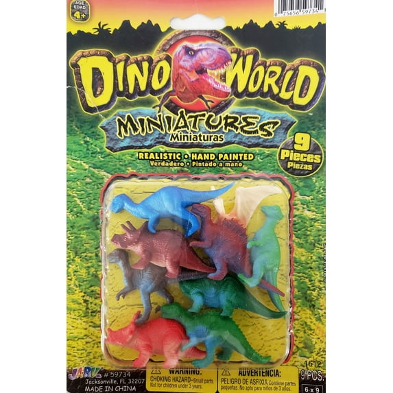 JARU, Inc DINO WORLD Miniatures, Realistic, Hand Painted, 9 Pieces