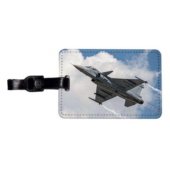 JAS 39 Gripen Multirole Fighter Jet Plane Faux Leather Travel Luggage Tag