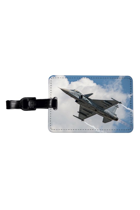 JAS 39 Gripen Multirole Fighter Jet Plane Faux Leather Travel Luggage Tag