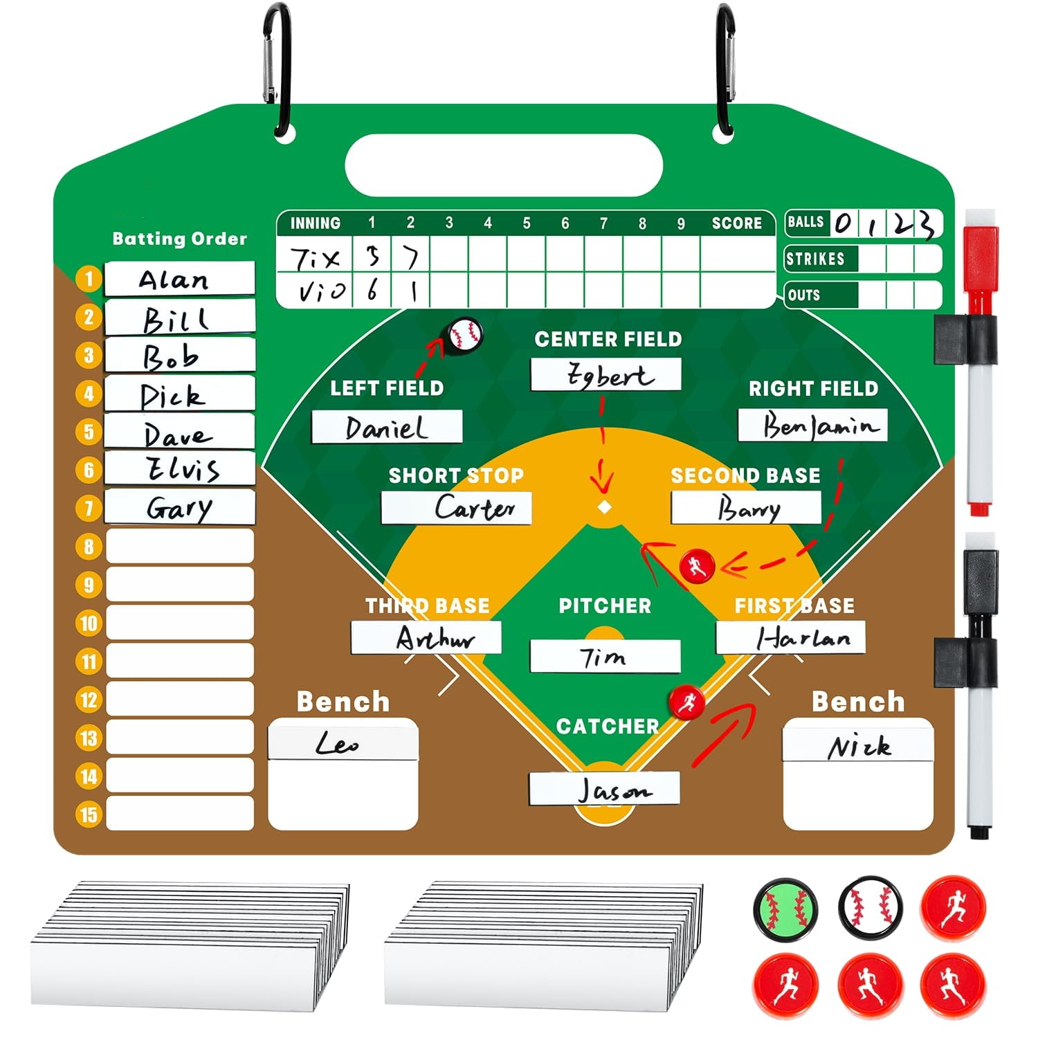 JASCOPRO Baseball Lineup Board, Dry Erase Lineup Clipboard