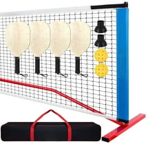 JASCOPRO Pickleball 2 Set With Net, (1 Net+ 4Pcs Paddles +2 Pcs Pickle Balls+ 2Pcs Ball Retrievers)