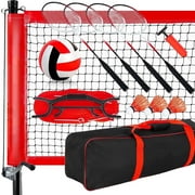 CureCalor Volleyball and Badminton Combo Net Set, Portable 3 Height Adjustable with Handbag