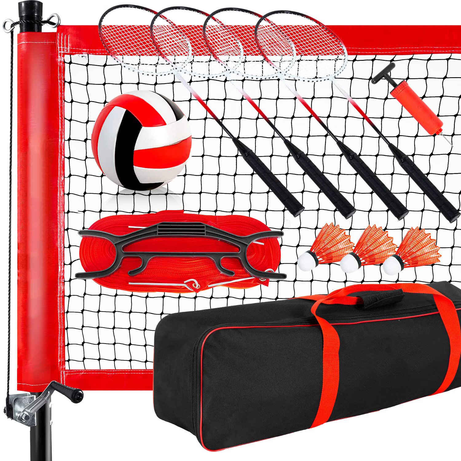 Franklin Sports Volleyball and Badminton Family Set Volleyball, Pump