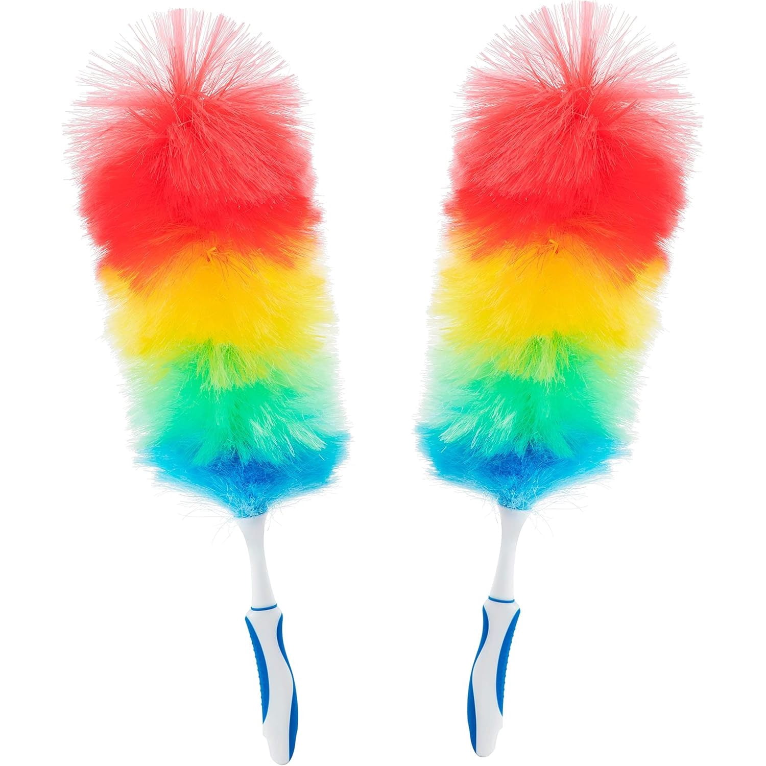 Superio Ostrich Feather Duster - 3 Pack Fluffy Dusters With Wooden Handle For Ceiling Fans, Shelves, Cars