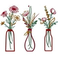 thumbnail image 1 of JASGARDE 3 Pieces Metal Flowers Wall Arts, Rustic Farmhouse Decor Minimalist Flower Wall Decors for Living room Bathroom Bedroom Dining Room-Housewarming Gifts, Red Green, 1 of 5