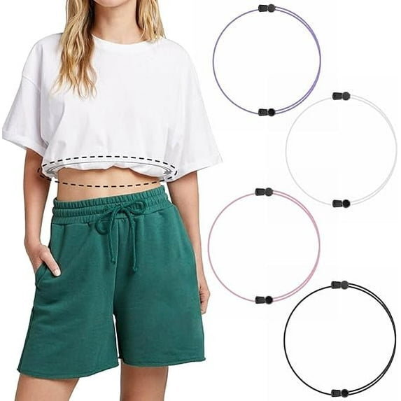 JASGARDE 4Pcs Crop Tuck Band, Adjustable Crop Band for Sweater and Shirt Belly Leaking Crop Tuck Band Elastic Band to Change The Style of Your Tops Shirt Stays Belt for Women, L Circumference 116
