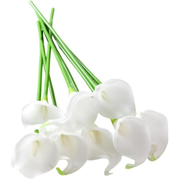 JASGARDE Artificial Flowers, Calla Lily 8Pcs Fake Flower Bouquet Spring Summer Decor for Wedding Party Decor Vase Decor Home Office, White