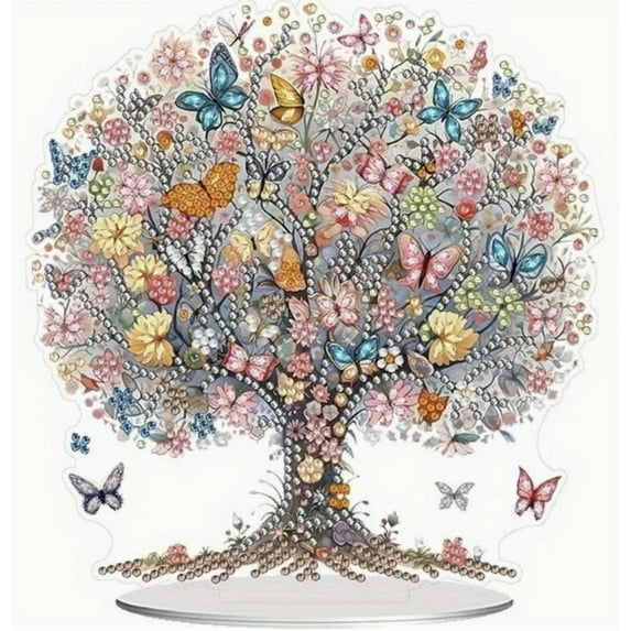 JASGARDE DIY 5D Diamond Painting Kits, Desktop Ornament Special Shaped Rhinestone Desk Placement Ornament, Home Stand Up Gem Painting Craft Kit, Gift, Double Sided, Tree of Life