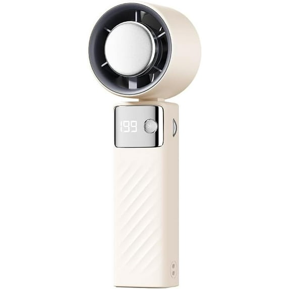 JASGARDE Handheld Fan, 2-in-1 Foldable Mini Fan with Ice Cooling, Portable Turbo Fan, 199-Speed Scroll, 4000mAh Rechargeable Battery, LED Display, Low Noise and Turbo Tech for Travel, Outdoor, Office