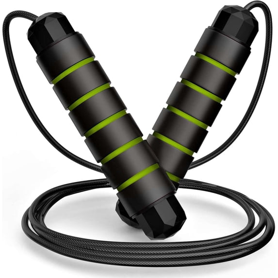 JASGARDE Jump Rope, Tangle-Free Rapid Speed Jumping Rope Cable with Bearings Rope length 2.8m for Women, Men, and Kids, Adjustable Steel Jump Rope Workout with Foam Handles for Fitness, Home Exercise