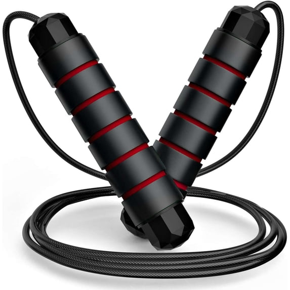JASGARDE Jump Rope, Tangle-Free Rapid Speed Jumping Rope Cable with Bearings Rope length 2.8m for Women, Men, and Kids, Adjustable Steel Jump Rope Workout with Foam Handles for Fitness, Home Exercise