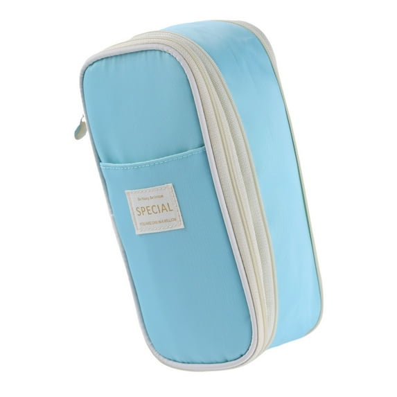 JASGARDE Pencil Case Large Capacity upgrade Double-Layer Pencil Pouch Aesthetic Pencil Box for Office Stationery Organizer, Simple Sturdy Multifunctional Pencil Bag for Men Women, Blue