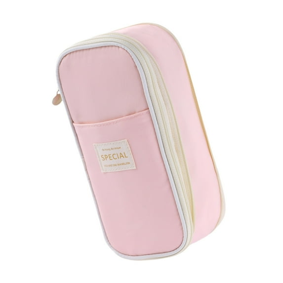 JASGARDE Pencil Case Large Capacity upgrade Double-Layer Pencil Pouch Aesthetic Pencil Box for Office Stationery Organizer, Simple Sturdy Multifunctional Pencil Bag for Men Women, Pink