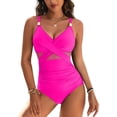 thumbnail image 1 of JASGARDE Women's One Piece Swimsuit V Neck Tummy Control Bathing Suit Slimming Full Coverage Mesh Swim Suits, 1 of 5