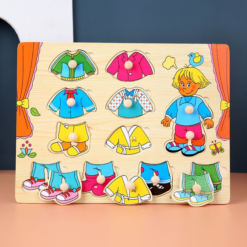 JASGARDE Wooden Peg Puzzle for Toddlers 1 2 3 4 Years Old, Montessori ...