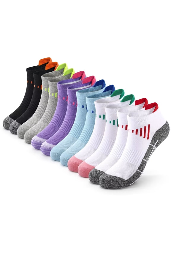 12 Pairs Ankle Socks for Women Low Cut Cushioned No Show Athletic Size 6-8 Socks with Heel Tab