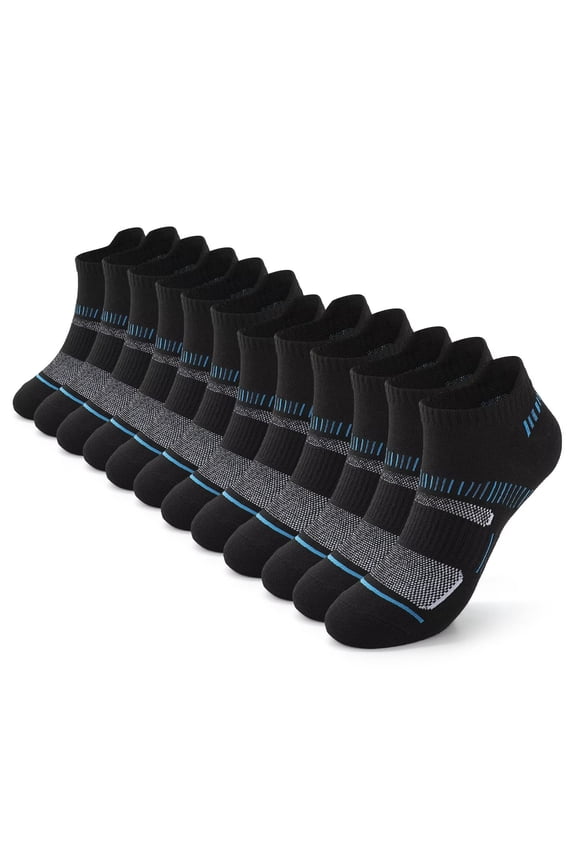 12 Pairs Mens Ankle Socks Low Cut Cushioned Athletic Short Socks with Heel Tab