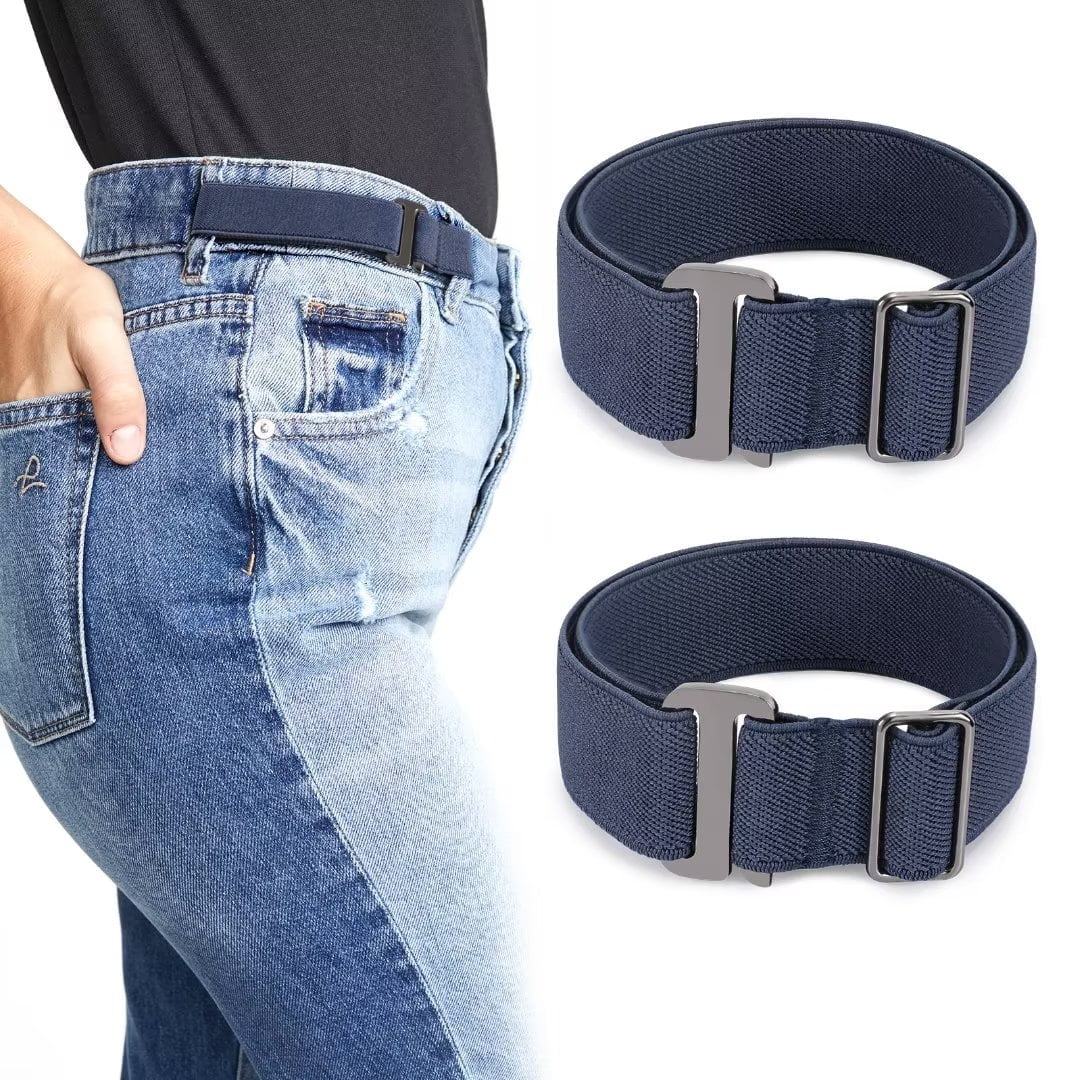 JASGOOD Women No Buckle Elastic Belts for Jeans-2 Pack Invisible Pants  Adjuster with Flat Buckle Fit 1.5 inch Belt Loop at  Women’s Clothing