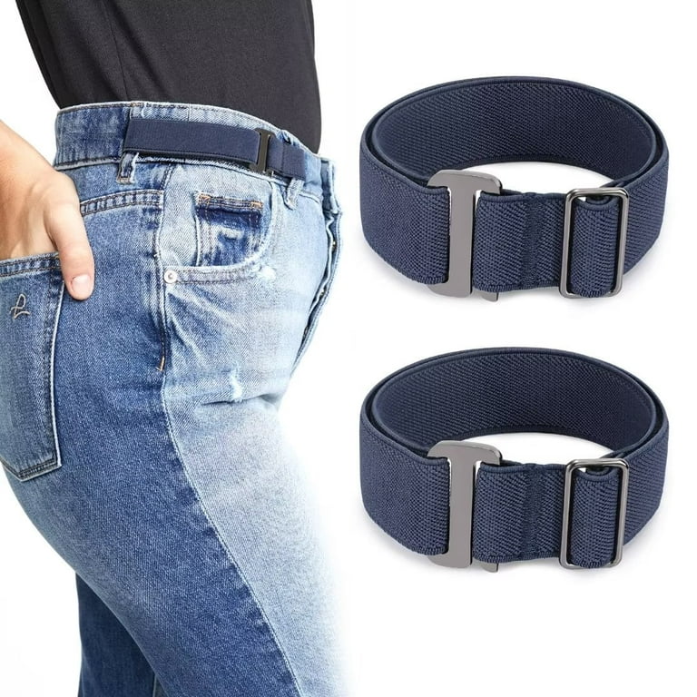 JASGOOD 2 Pack Stretch Side Belts for Women and Men, No Show Blue