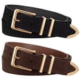 thumbnail image 1 of JASGOOD 2 Pack Suede Belts for Women Fashion Ladies Casual Waist Belt with Gold Buckle, 1 of 9