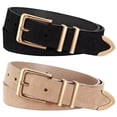 thumbnail image 1 of JASGOOD 2 Pack Suede Belts for Women Fashion Ladies Casual Waist Belt with Gold Buckle, 1 of 8