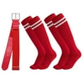 thumbnail image 1 of JASGOOD 2 Pairs Baseball Socks and 1 Belt for Youth Kids Unisex Softball Socks Red, 1 of 7