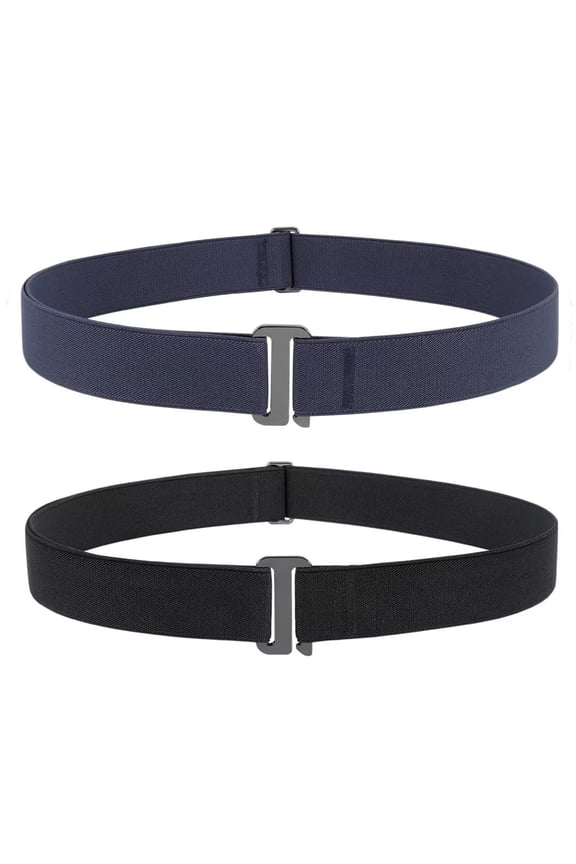 2Packs Invisible Stretch Invisible Elastic Web Strap Belt for Women Men Flat Buckle Belts for Jeans Pants Dresses