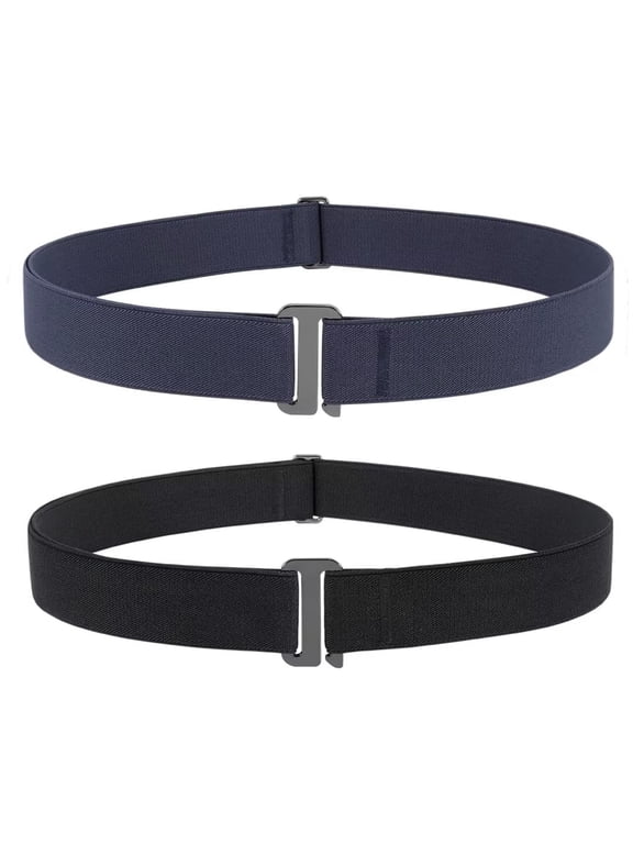 2Packs Invisible Stretch Invisible Elastic Web Strap Belt for Women Men Flat Buckle Belts for Jeans Pants Dresses