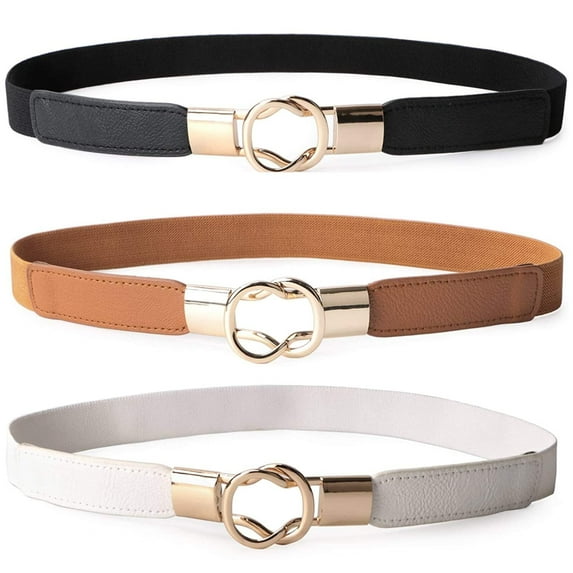 JASGOOD 3 Pack Women Belts Retro Elastic Stretchy Skinny Belt for Dresses