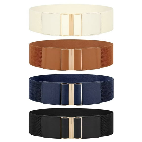 JASGOOD 4 Pack Women Wide Elastic Belt Stretchy Thick Belts for Women Dresses Ladies Waist Belts