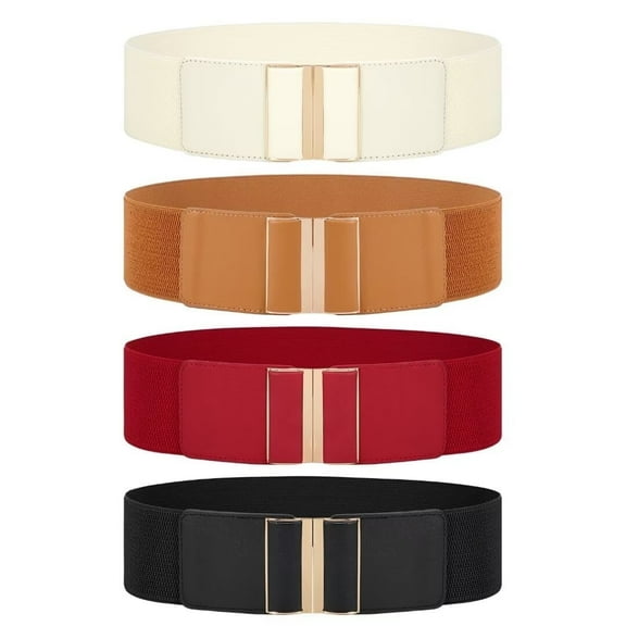 JASGOOD 4 Pack Women Wide Elastic Belt Stretchy Thick Belts for Women Dresses Ladies Waist Belts