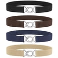 thumbnail image 1 of JASGOOD 4 Packs Women's Stretch Belts Skinny Waist Belt with Silver Buckle for Dresses Jeans, 1 of 11