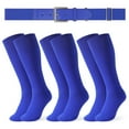 thumbnail image 1 of JASGOOD Baseball Belt and Socks Combo Set 3 Pairs of Softball Socks and 1 Pack Elastic Belt for Youth and Adult, 1 of 10