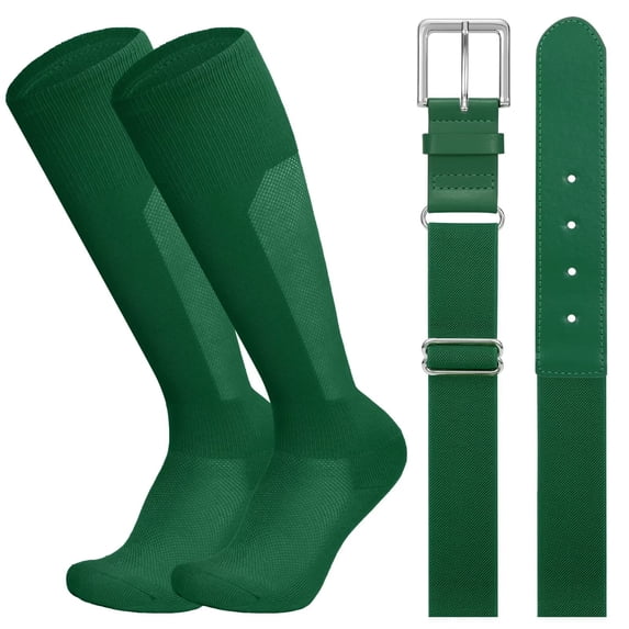 JASGOOD Baseball Belt and Socks Combo Set for Youth Adult Breathable Softball Socks and Adjustable Elastic Belt