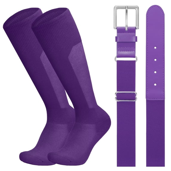 JASGOOD Baseball Belt and Socks Combo Set for Youth Adult Breathable Softball Socks and Adjustable Elastic Belt