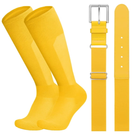 JASGOOD Baseball Belt and Socks Combo Set for Youth Adult Breathable Softball Socks and Adjustable Elastic Belt