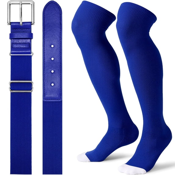 JASGOOD Baseball Socks and Belt Combo for Youth Boys Girls Over the Knee Softball Socks and Belt Knee High Football Socks