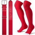 thumbnail image 1 of JASGOOD Baseball Socks and Belt Combo for Youth Boys Girls Over the Knee Softball Socks and Belt Knee High Football Socks, 1 of 10
