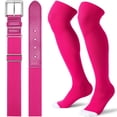 thumbnail image 1 of JASGOOD Baseball Socks and Belt Combo for Youth Boys Girls Over the Knee Softball Socks and Belt Knee High Football Socks, 1 of 10