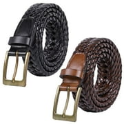 Belt for Men 2Pack,Mens Gift Stretch Braided Web Belt Elastic for Casual Golf Jeans