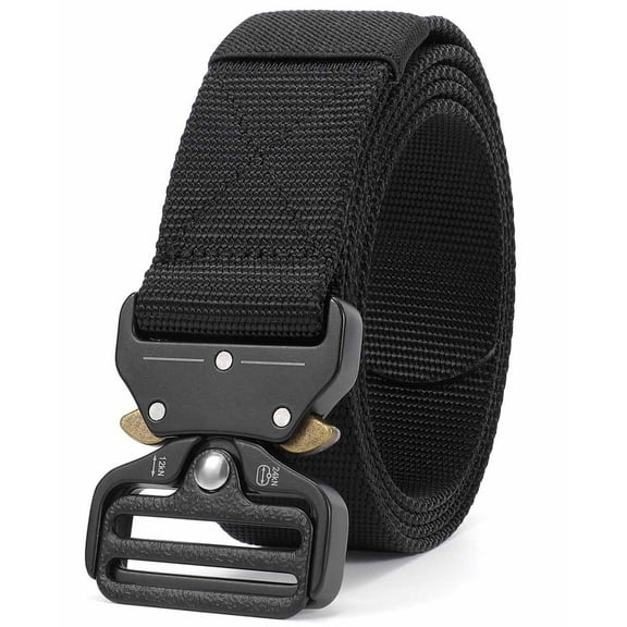 JASGOOD Belts for Men Nylon Belt Golf Web Work Belts for Jeans Men's Black Belt