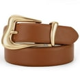 thumbnail image 1 of JASGOOD Belts for Women Brown Leather Belt with Gold Buckle Fashion Ladies Waist Belt for Jeans Pants, 1 of 7