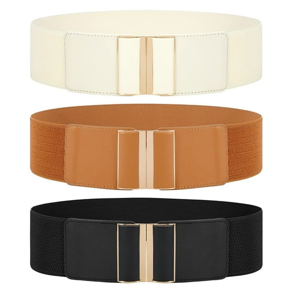 JASGOOD Belts for Women Wide Elastic Belt for Dresses Ladies Waist Belts 3 Pack