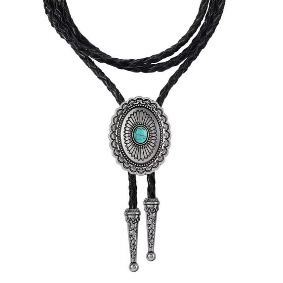 JASGOOD Bolo Tie for Women Men Western Ties With Pu Leather Cord Stone Pendant Necklace