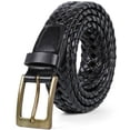 thumbnail image 1 of JASGOOD Braided Belts for Men Black Woven Leather Mens Belt for Jeans Pants, 1 of 10